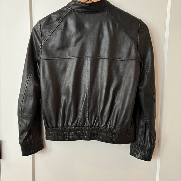 Club Monaco Collection Leather Bomber Jacket - Picture 2 of 5
